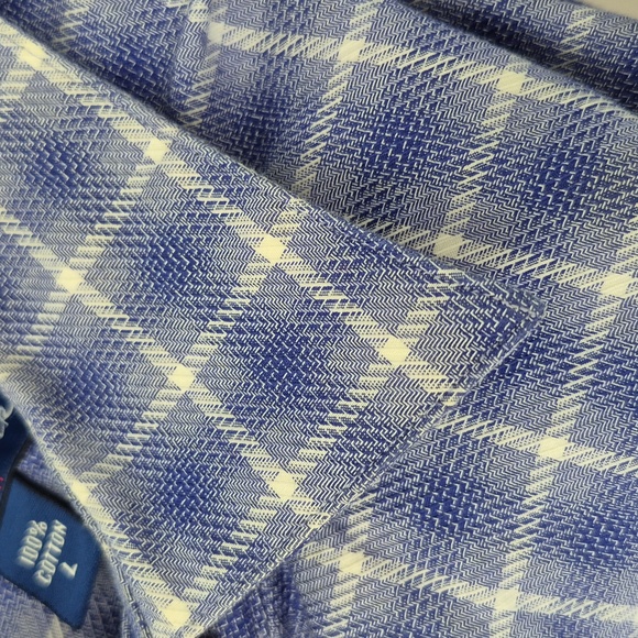 Paul Fredrick Long Sleeve Button Down Purple and White Plaid Men's Shirt - Picture 15 of 15